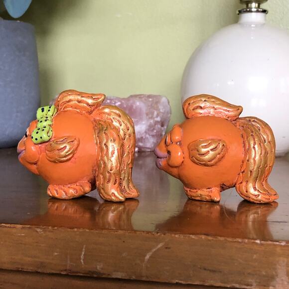 VTG Vicki Thomas Gourd Fish Set 2 Signed 1999 Figurine Quirky Whimsical Folk Art - Picture 6 of 14